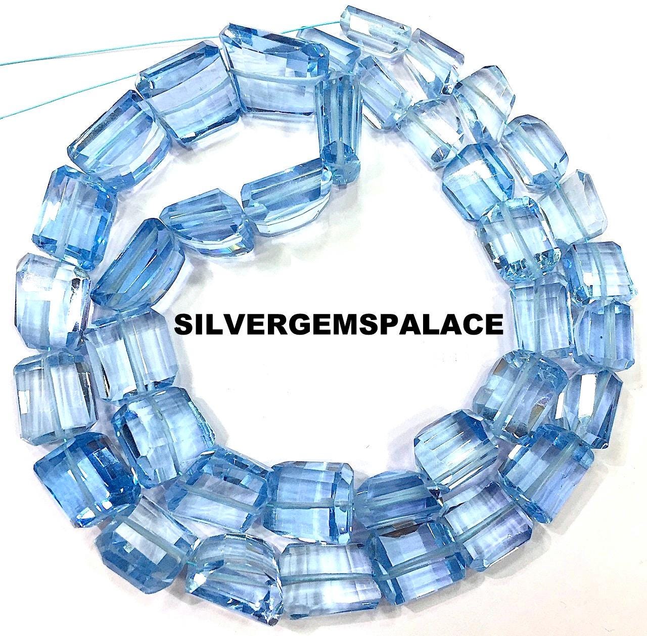 Aaaa+ Rare Sky Blue Topaz Faceted Nuggets Beads Blue Topaz Nuggets Gemstone Beads Great Luster Blue Topaz Gemstone Beads Jewelry Nuggets 18”