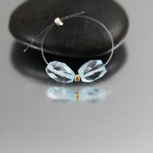 Faceted Sky Blue Topaz Nugget Beads - Pair - 9 x 6 mm Faceted Sky Blue Topaz Nugget Beads - Pair - 9 x 6 mm