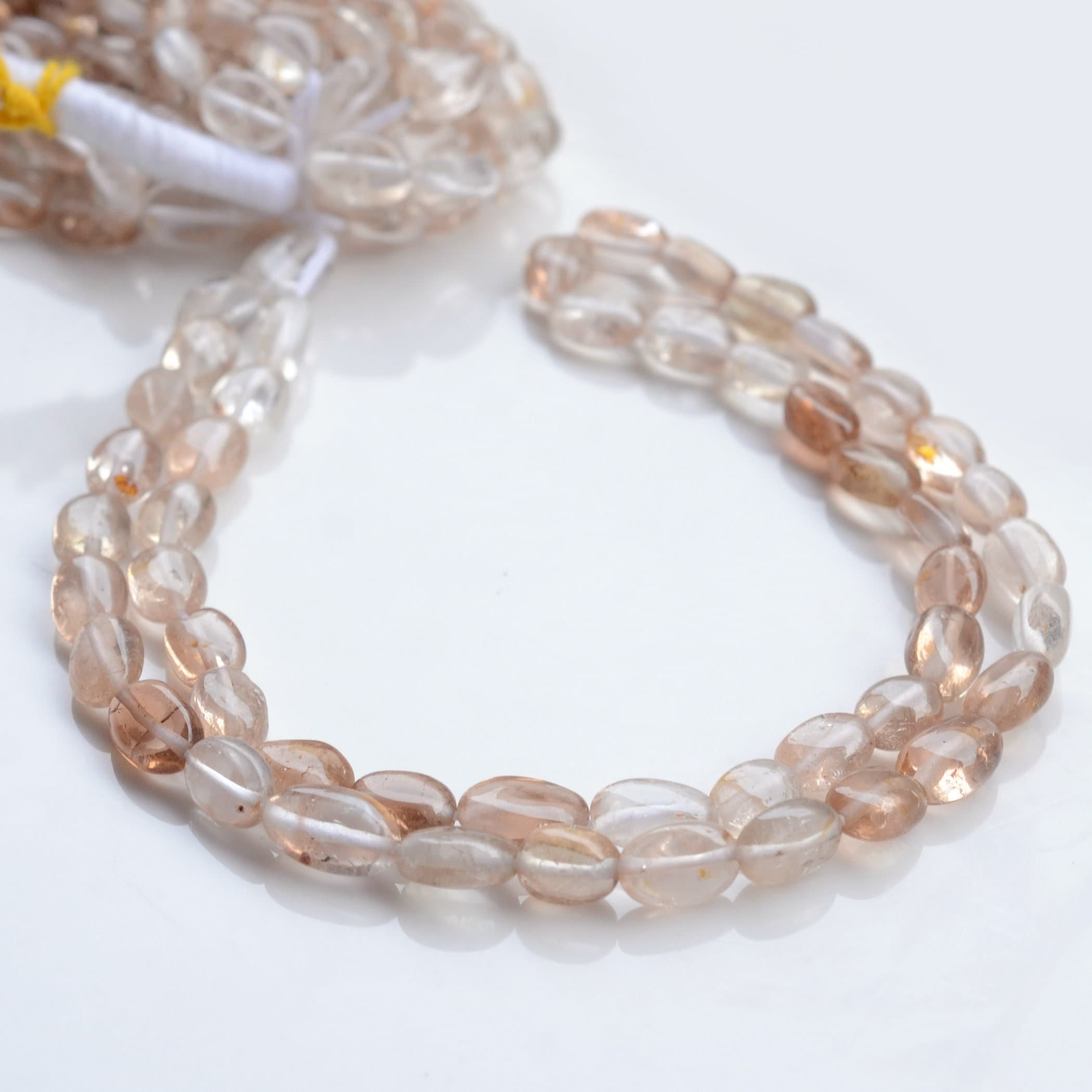 Imperial Copper Topaz Smooth Oval Shaped Tumble Beads, 8-9mm Natural Brown Topaz Gemstone Beads, Sold As 16 Inch Strand, Gds1974