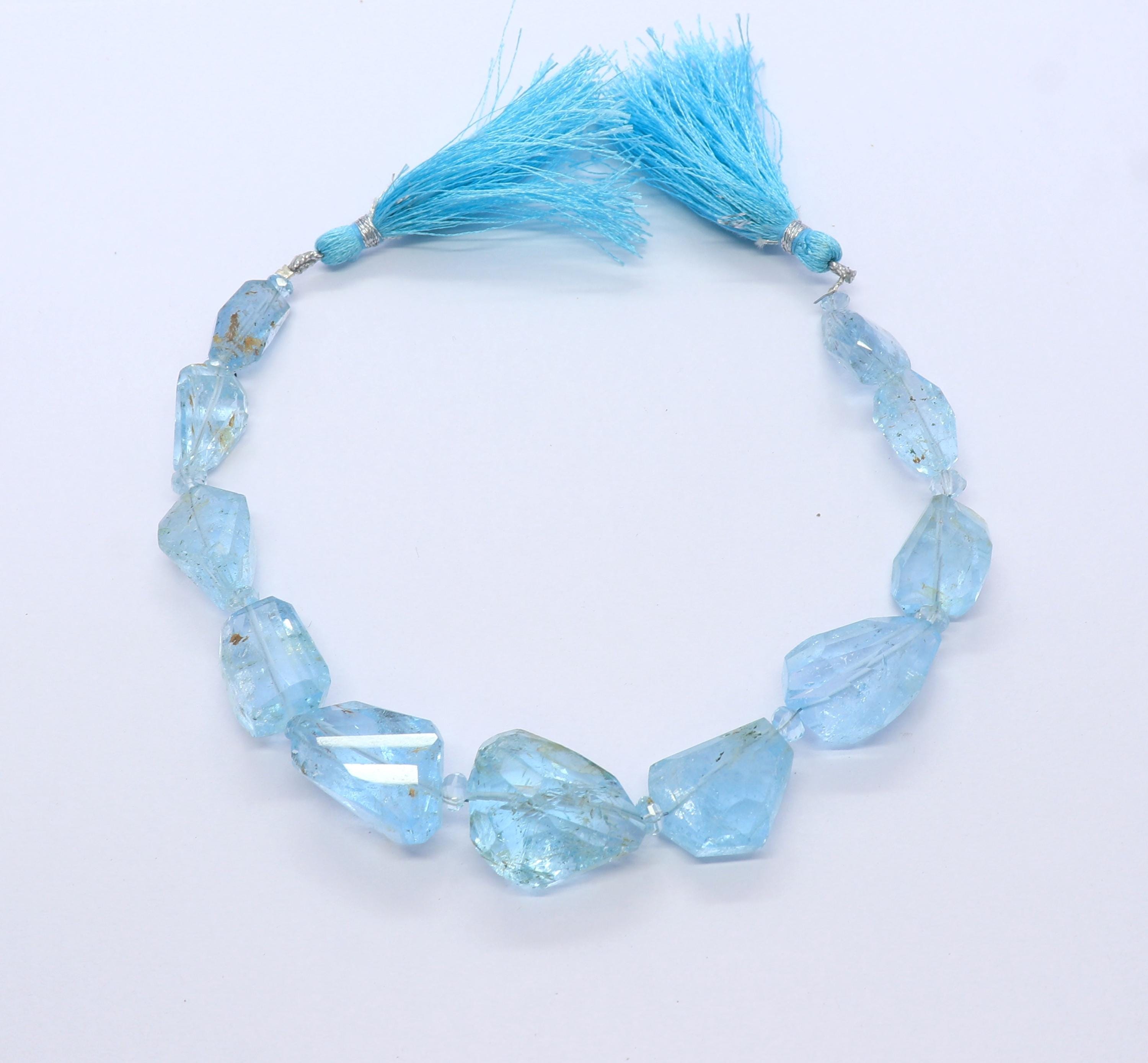 Natural Sky Blue Topaz Nuggets Beads, 6-14 Mm Light Blue Topaz Tumble, Sky Blue Topaz Faceted Bead 9" Sky Topaz Faceted Tumble Beads