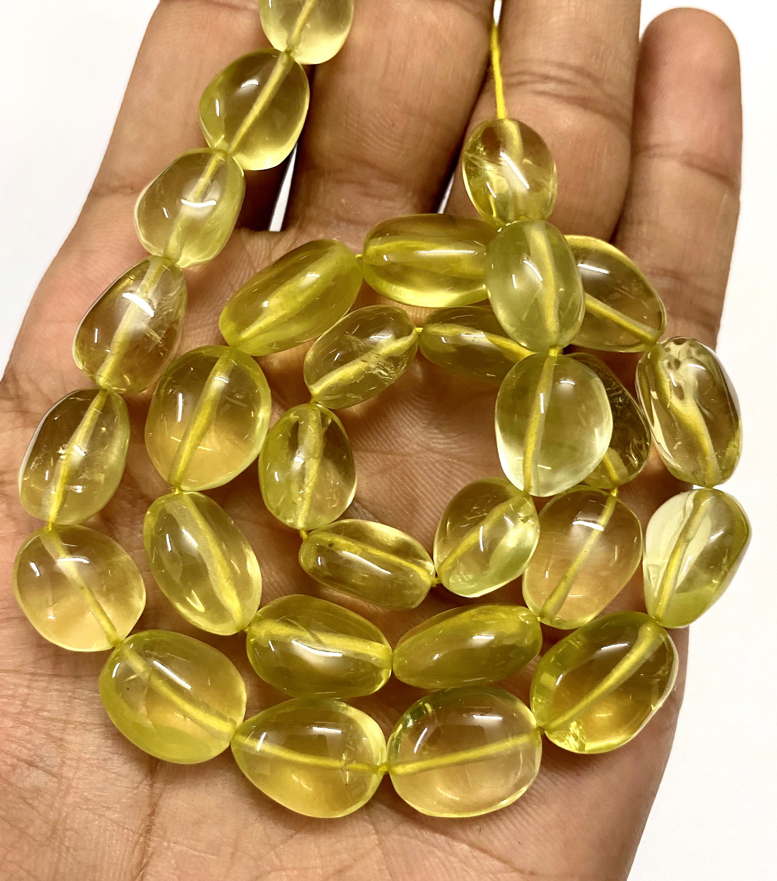 Natural Yellow Lemon Topaz Smooth Nuggets Beads 9mm-12mm Lemon Topaz Nuggets 16” Lemon Yellow Topaz Gemstone Beads Lemon Topaz Smooth Beads