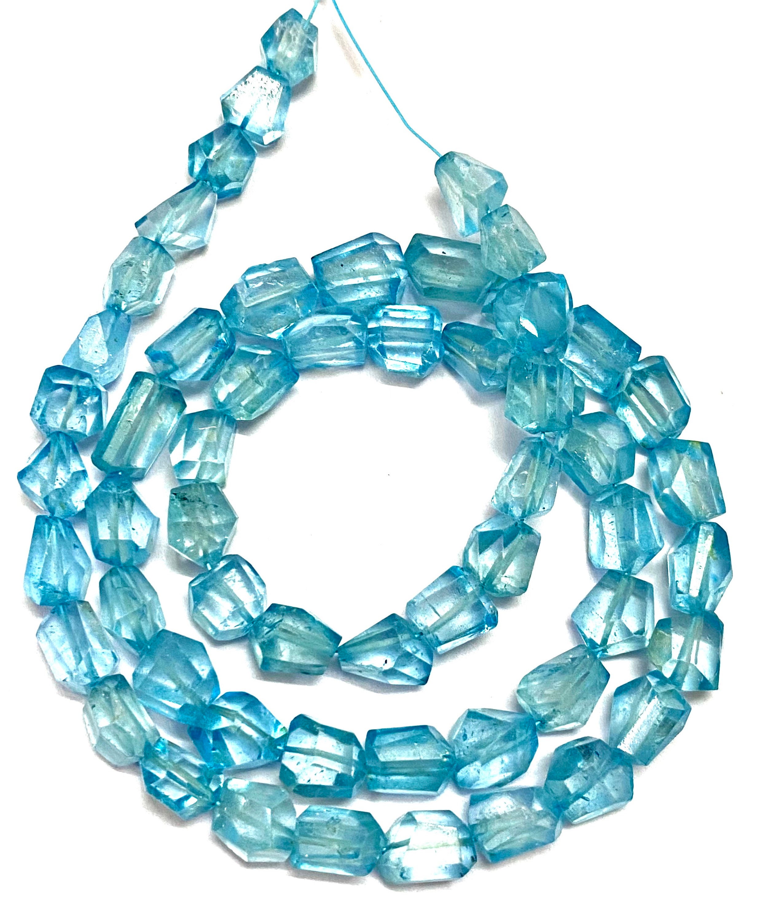 Sky Blue Topaz Laser Cut Nugget Beads Natural 6mm-7mm Blue Topaz Faceted Nugget Shape Beads 18” Swiss Blue Topaz Gemstone Beads Swiss Topaz