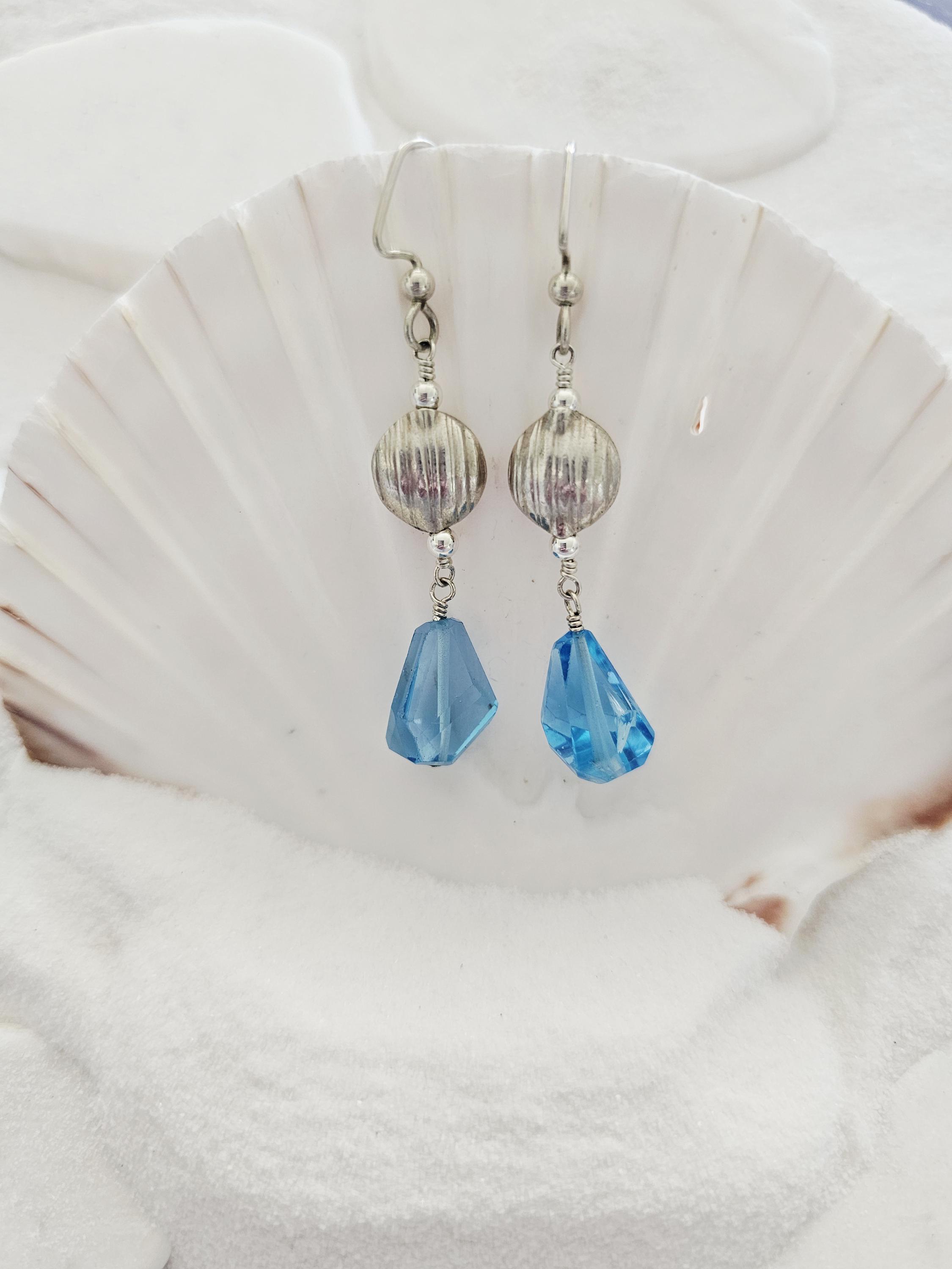 Sterling Silver Coin Beads And Swiss Blue Topaz Nuggets Sterling Silver Coin Beads And Swiss Blue Topaz Nuggets