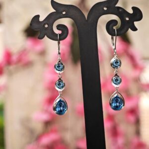 14k Gold London Blue Topaz Dangle Drop For Her Multi Gemstone Wedding Earrings Unique Long Bridal Earrings Minimalist Blue Gemstone Earrings 14k Gold London Blue Topaz Dangle Drop For Her Multi Gemstone Wedding Earrings Unique Long Bridal Earrings Minimalist Blue Gemstone Earrings