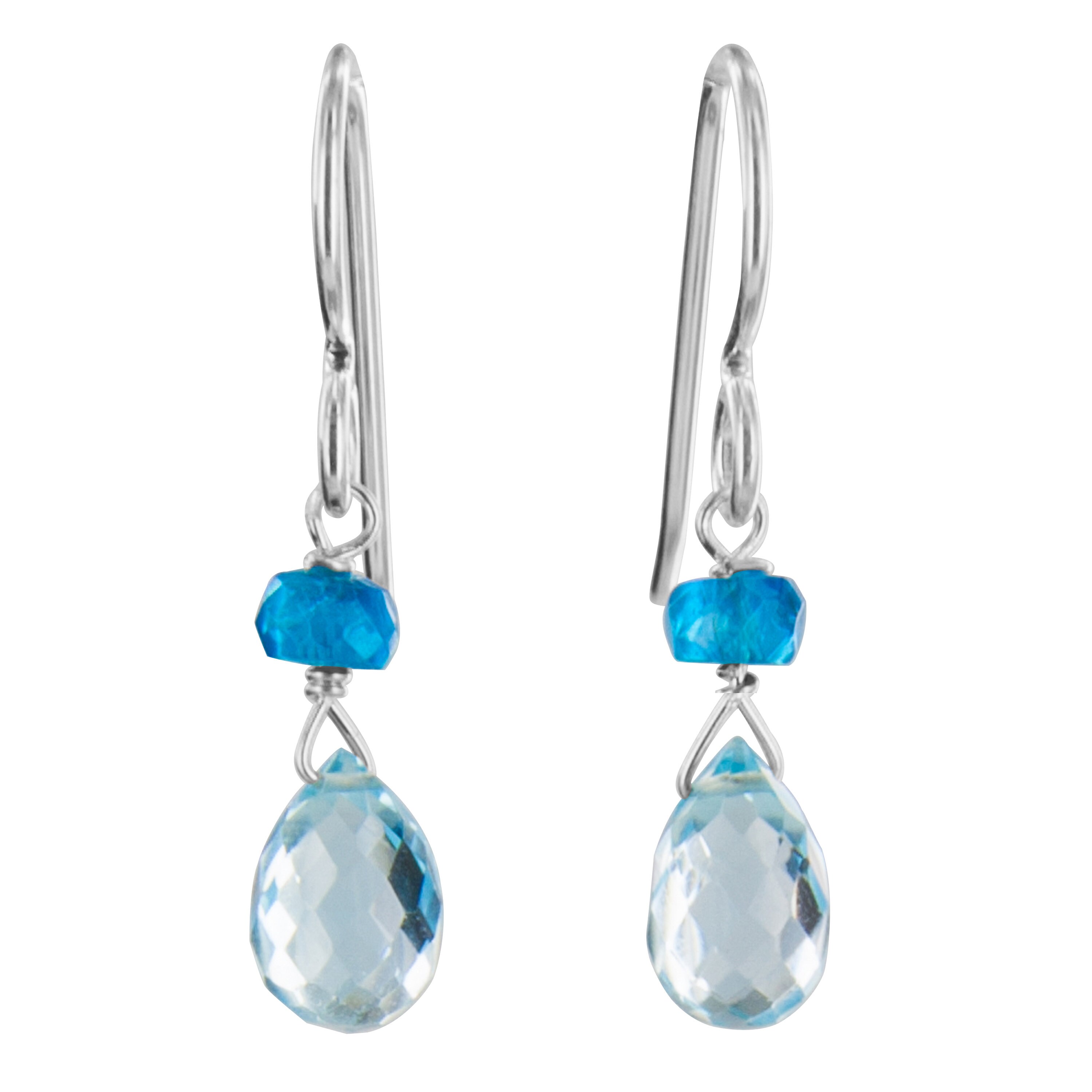 Blue Topaz Drop Earrings, Dainty Earrings, Baby Blue Silver Briolette Jewelry, December Birthstones, Gemstone Earrings, Birthday Gifts