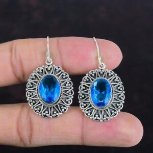 Faceted London Blue Topaz Earrings: Vintage Sterling Silver Dangle Jewelry Faceted London Blue Topaz Earrings: Vintage Sterling Silver Dangle Jewelry