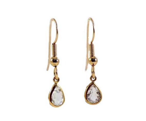 Gorgeous White Topaz Earrings Gf Medieval Solar Deity Gem, 19th Century Antique Gemstones Topaz Dangles, Ancient Rome Palatine Temple #17822