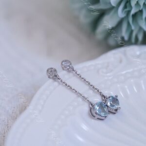 Heart Cut Sky Blue Topaz Earrings, Sterling Silver Dangle Earrings Heart Cut Sky Blue Topaz Earrings, Sterling Silver Dangle Earrings