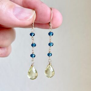 Lemon Topaz and Blue Topaz Earrings, Yellow and Blue Teardrop Earring Gold or Silver, November Birthstone Minimalist Jewelry, Gift for women Lemon Topaz and Blue Topaz Earrings, Yellow and Blue Teardrop Earring Gold or Silver, November Birthstone Minimalist Jewelry, Gift for women