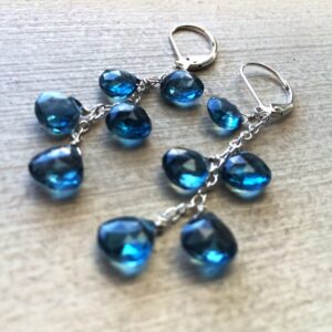 London Blue Topaz Cascade Earrings: Sterling Silver Gemstone Teardrops London Blue Topaz Cascade Earrings: Sterling Silver Gemstone Teardrops