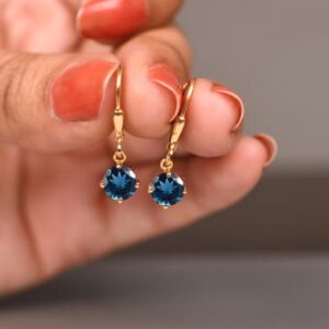 London Blue Topaz Leverback Earrings, Sterling Silver Dangle Earrings London Blue Topaz Leverback Earrings, Sterling Silver Dangle Earrings