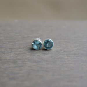 Natural Blue Topaz Stud Earrings-handmade Silver Studs-925 Sterling Silver Stud Earrings-gift For Her-blue Gemstone Studs-blue Topaz Earring