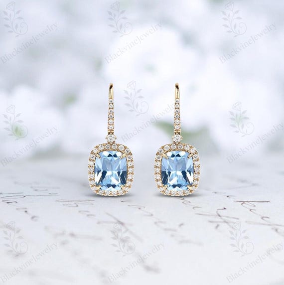 Natural Sky Blue Topaz Earrings For Her 925 Silver Blue Topaz Wedding Earrings Cushion Cut Sky Blue Topaz Dangle Drop Earring Gift For Women Natural Sky Blue Topaz Earrings For Her 925 Silver Blue Topaz Wedding Earrings Cushion Cut Sky Blue Topaz Dangle Drop Earring Gift For Women