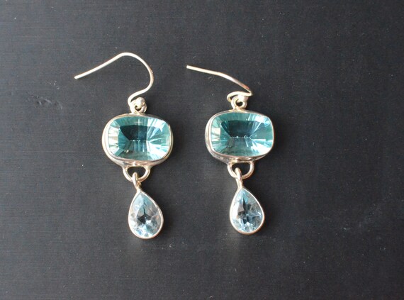 Sky Blue Topaz Earrings, 925 Sterling Silver Dangle Earrings