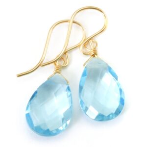 Swiss Blue Sim Topaz Earrings Baby Blue Pears 14k Solid Yellow Gold or Filled or Sterling Silver Pear Teardrops Light Simple Dainty Drop Swiss Blue Sim Topaz Earrings Baby Blue Pears 14k Solid Yellow Gold or Filled or Sterling Silver Pear Teardrops Light Simple Dainty Drop