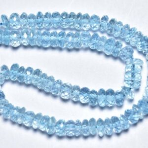 4.50 inches,Natural Super Quality Blue Topaz Faceted Rondelles,Size is 5.50mm #311