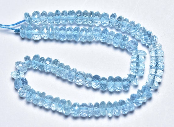4.50 Inches,natural Super Quality Blue Topaz Faceted Rondelles,size Is 5.50mm #311