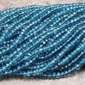 4mm London Blue Topaz Handcut Faceted Rondelles, 13 Inch