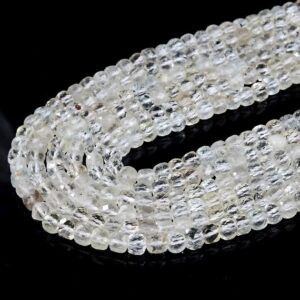 4MM Natural Topaz Gemstone Grade AAA Micro Faceted Square Cube Loose Beads BULK LOT 1,2,6,12 and 50 (P20)