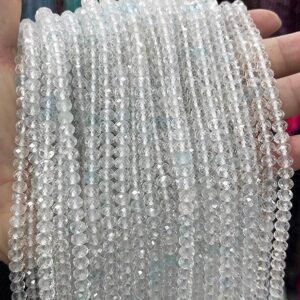 4×6mm Natural Topaz Faceted Rondelle Beads,natural White Topaz Beads,15 Inches One Strand
