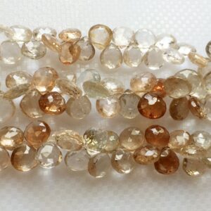 9mm - 11mm Imperial Topaz, Golden Champagne Topaz Beads, Imperial Topaz Faceted Heart Topaz Beads, 4 Inch Topaz For Jewelry - KRIS1120