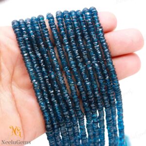 Aaa+ London Blue Topaz Faceted Rondelle Beads,4-4.5 Mm Natural Topaz Indian Cut Beads,13" Loose Gemstone Beads For Handmade Jewelry