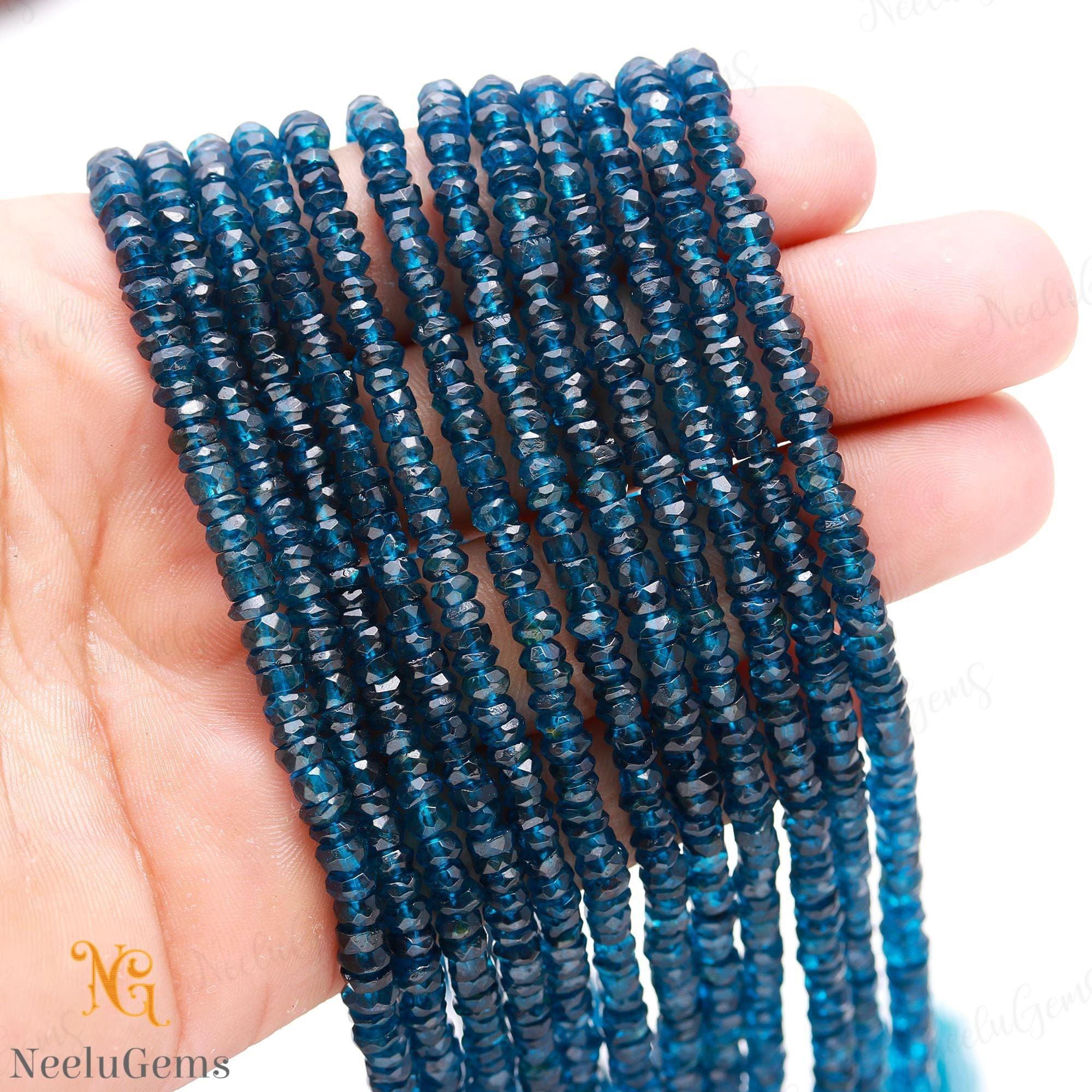 Aaa+ London Blue Topaz Faceted Rondelle Beads,4-4.5 Mm Natural Topaz Indian Cut Beads,13" Loose Gemstone Beads For Handmade Jewelry
