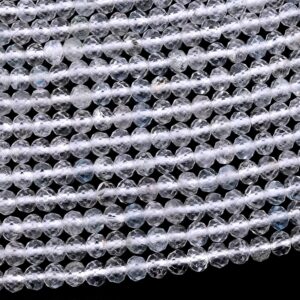 Aaa Faceted Natural White Topaz 3mm 4mm Rondelle Beads Micro Laser Diamond Cut Gemstone 15.5" Strand