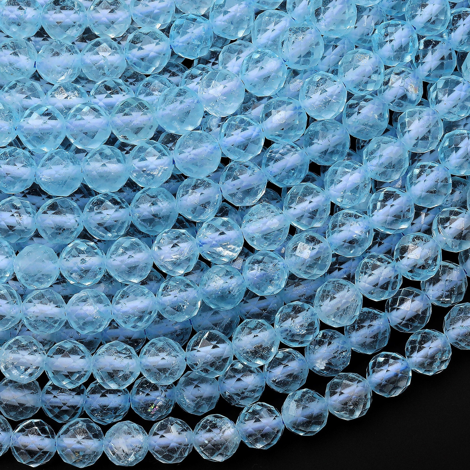 Aaa Swiss Blue Topaz 2mm 3mm 4mm 6mm Faceted Round Beads Laser Diamond Cut Real Genuine Topaz Gemstone 15.5" Strand Aaa Swiss Blue Topaz 2mm 3mm 4mm 6mm Faceted Round Beads Laser Diamond Cut Real Genuine Topaz Gemstone 15.5" Strand