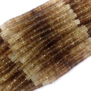 Imperial Topaz Gemstone Beads: 6-7mm Faceted Tyre Beads, 8" Strand