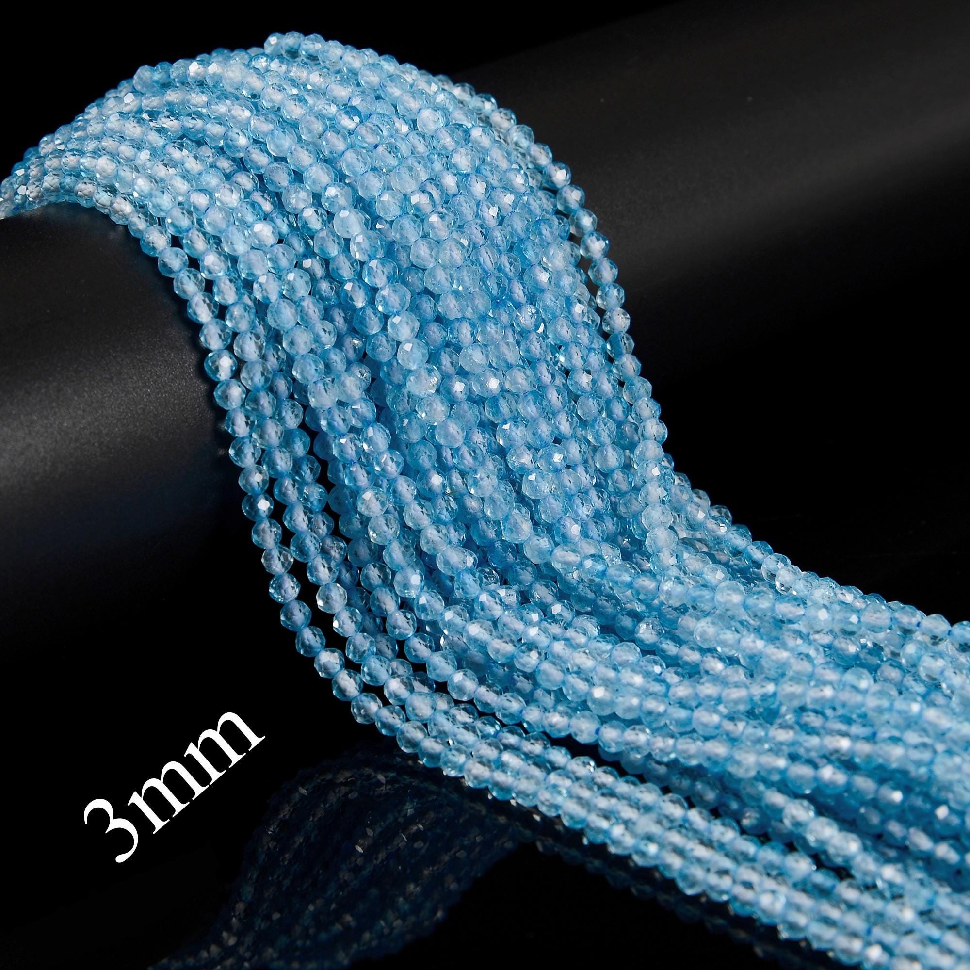 Natural Blue Topaz Faceted Round Beads Size 2mm 3mm 15.5'' Strand Natural Blue Topaz Faceted Round Beads Size 2mm 3mm 15.5'' Strand