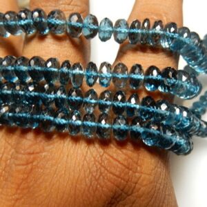 Natural London Blue Topaz Faceted Rondelle Beads – 6–7mm, 8 Inch Strand – Jewelry Making Supplies