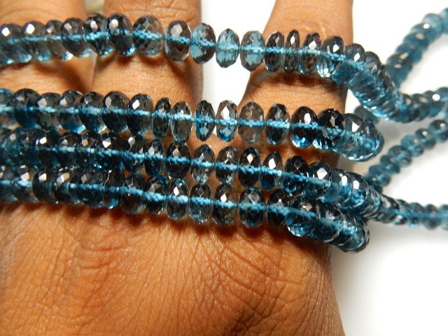 Natural London Blue Topaz Faceted Rondelle Beads – 6–7mm, 8 Inch Strand – Jewelry Making Supplies Natural London Blue Topaz Faceted Rondelle Beads – 6–7mm, 8 Inch Strand – Jewelry Making Supplies