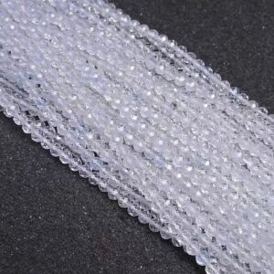 Natural Faceted White Topaz Spacer Beads,2mm 3mm 4mm Topaz Facete Spacer Diy Loose Beads Wholeslae Bulk Supply, 15 Inches One Strand