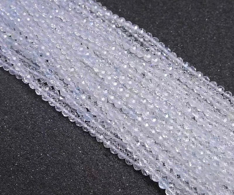 Natural Faceted White Topaz Spacer Beads,2mm 3mm 4mm Topaz Facete Spacer Diy Loose Beads Wholeslae Bulk Supply, 15 Inches One Strand