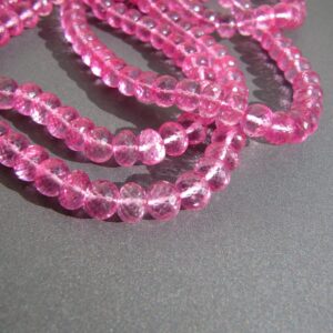 Pink Topaz Rondelle Beads • 4-5-6-7mm • AAA Micro Faceted Cut • Treated Natural Gemstone • Hot Pink Fuchsia