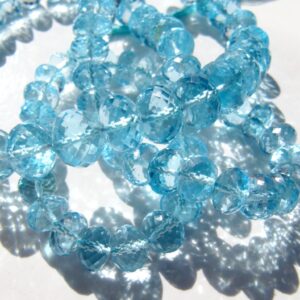 Sky Blue Topaz Rondelles • 6-9mm Large Big • Aaa Micro Faceted Roundel Beads • Genuine Natural Gemstone • December Birthstone