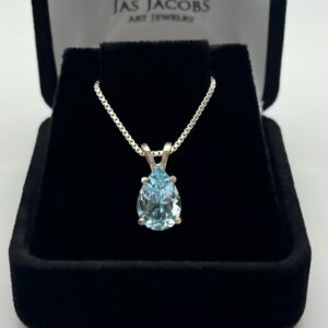 2.5ct Pear Cut Sky Blue Topaz Necklace Jewelry Gift Something Blue Ice December Birthstone