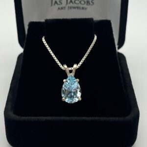 2.5ct Pear Cut Sky Blue Topaz Necklace Baby Blue Jewelry Gift