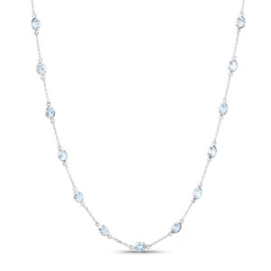 925 Sterling Silver Blue Topaz By The Yard Necklace, Topaz Necklace, Bezel Necklace, Station Necklace, December Birthstone, Gift For Her
