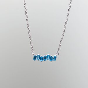 Topaz 925 Sterling Silver Natural Blue Topaz Dainty Minimalistic Gemstone Necklace