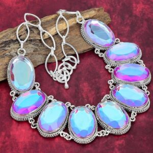 Beautiful Mystic Topaz Necklace, 925 Sterling Silver Jewelry, Gemstone Jewelry, Natural Jewelry, Adjustable Handmade Jewelry Birthday Gifts
