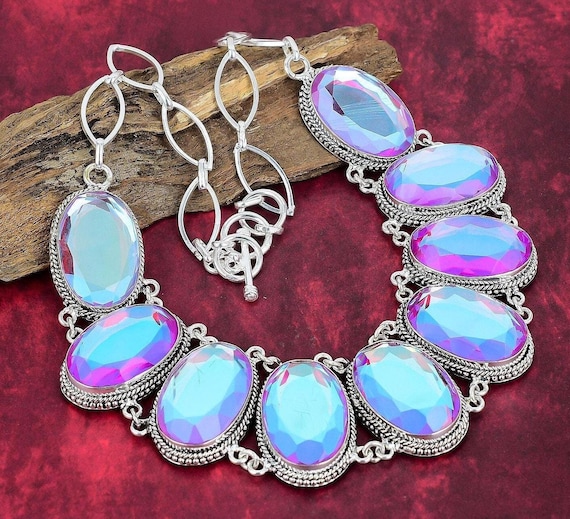Beautiful Mystic Topaz Necklace, 925 Sterling Silver Jewelry, Gemstone Jewelry, Natural Jewelry, Adjustable Handmade Jewelry Birthday Gifts Beautiful Mystic Topaz Necklace, 925 Sterling Silver Jewelry, Gemstone Jewelry, Natural Jewelry, Adjustable Handmade Jewelry Birthday Gifts