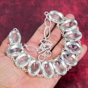 Dainty Faceted White Topaz Necklace, 925 Sterling Silver Jewelry, Gemstone Handmade Jewelry, Adjustable Chain Necklace, Party Wear Gift