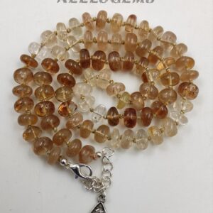 Hand Knotted Imperial Topaz Necklace, Natural Sherry Gemstone Bead Choker, Rare November Birthstone Jewelry, Silk Knotted Luxe Gift For Her