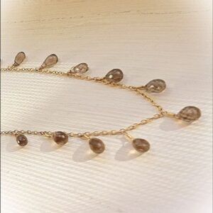 Handmade Smoky Topaz Necklace: 14k Gold Fill Dainty Chain