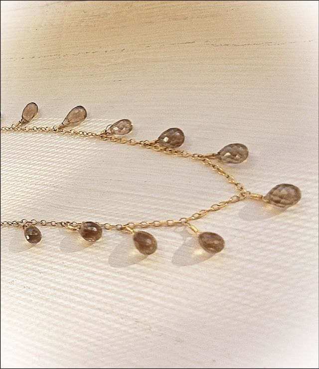 Handmade Smoky Topaz Necklace: 14k Gold Fill Dainty Chain