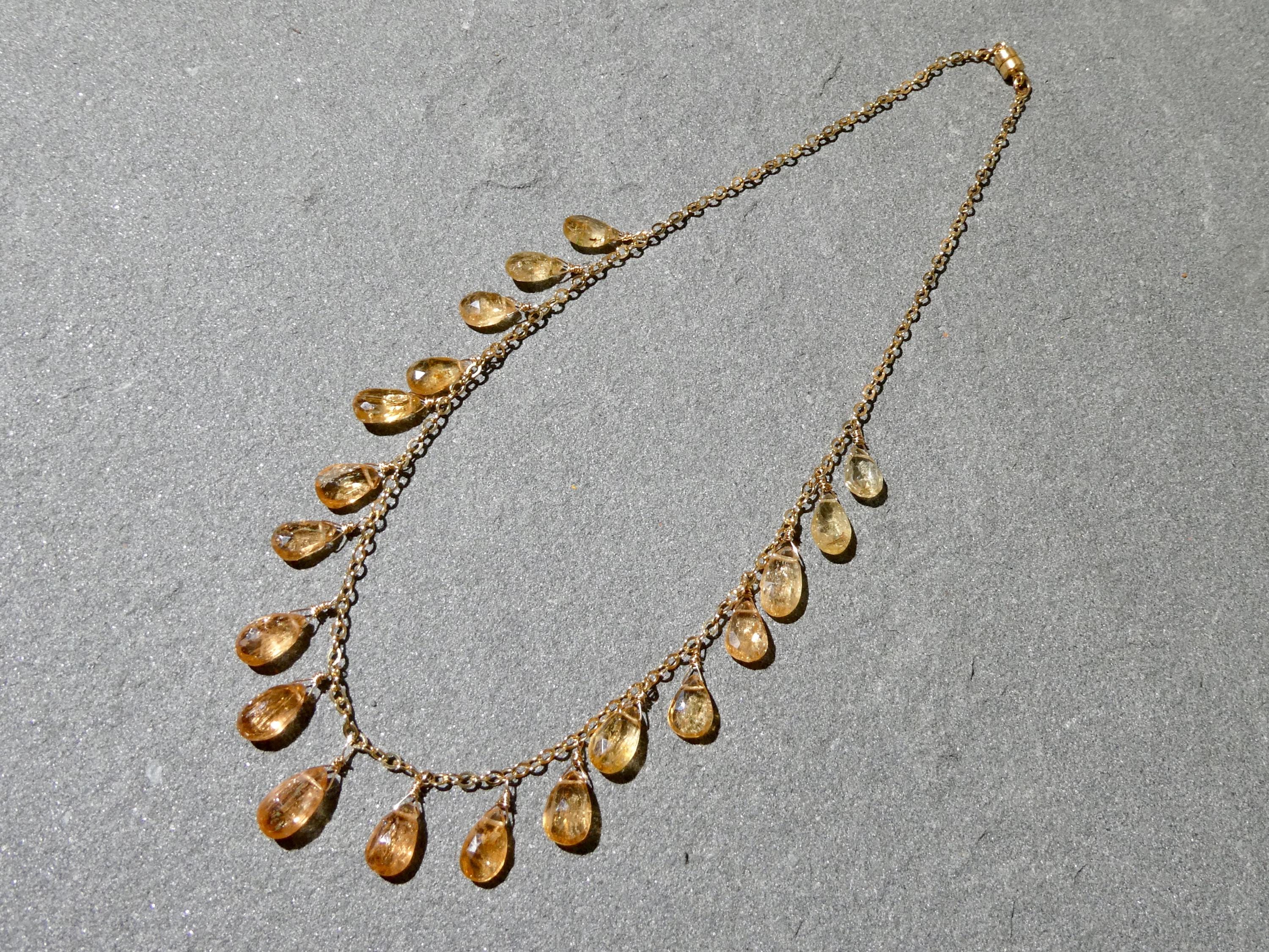 Imperial Topaz Necklace, Topaz Briolette Choker, Imperial Topaz Jewelry