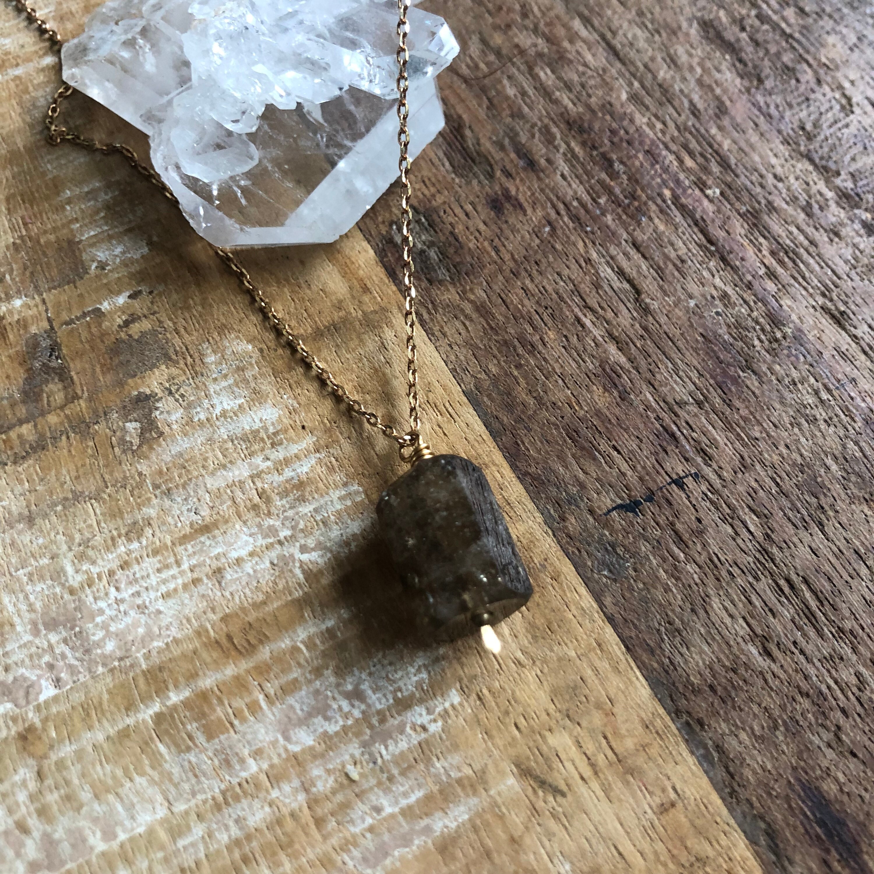 Imperial Topaz Hexagon And Brass Layering Necklace