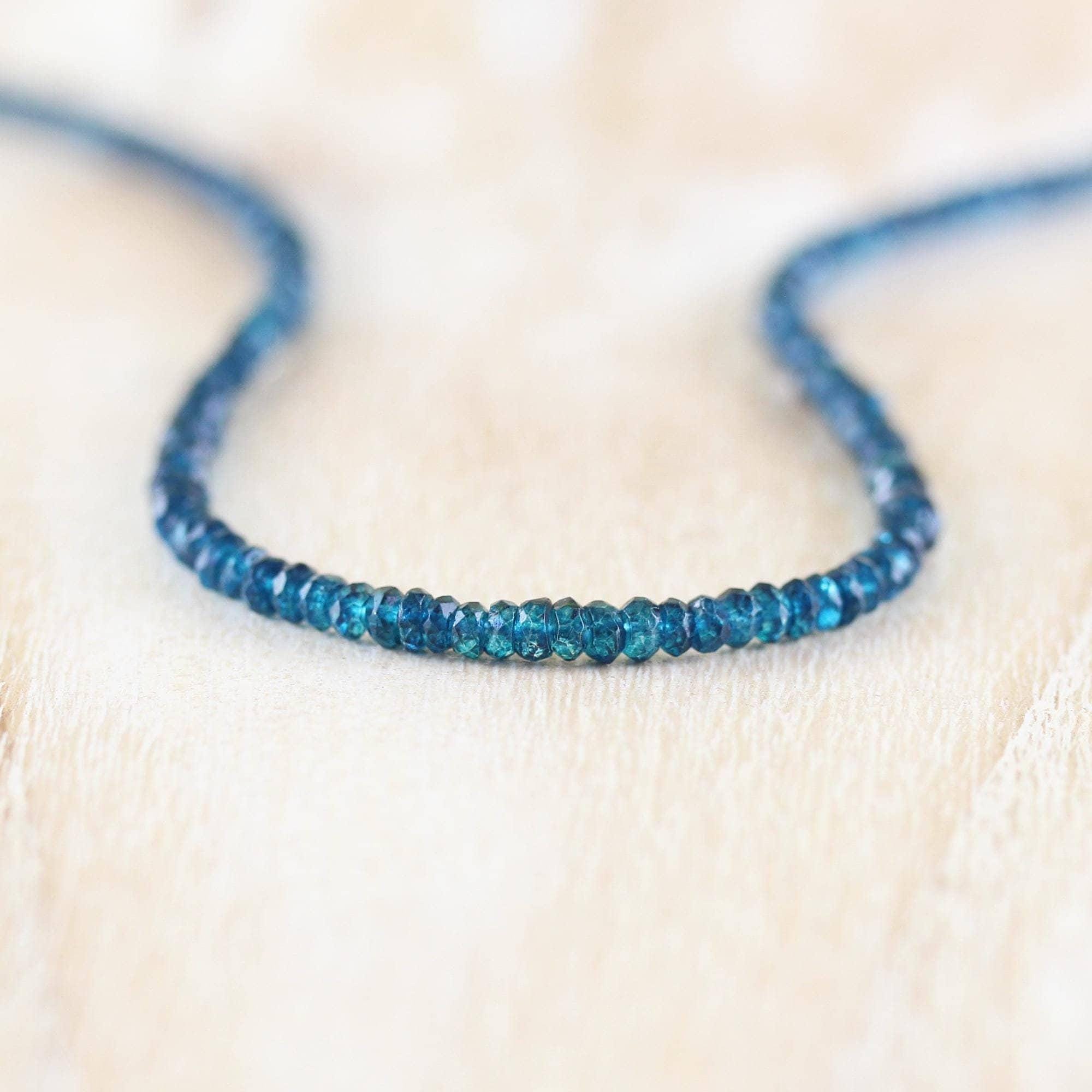 London Blue Topaz Beaded Necklace In Sterling Silver, Gold Or Rose Gold Filled, Dainty Gemstone Choker, Long Layering Necklace For Women London Blue Topaz Beaded Necklace In Sterling Silver, Gold Or Rose Gold Filled, Dainty Gemstone Choker, Long Layering Necklace For Women